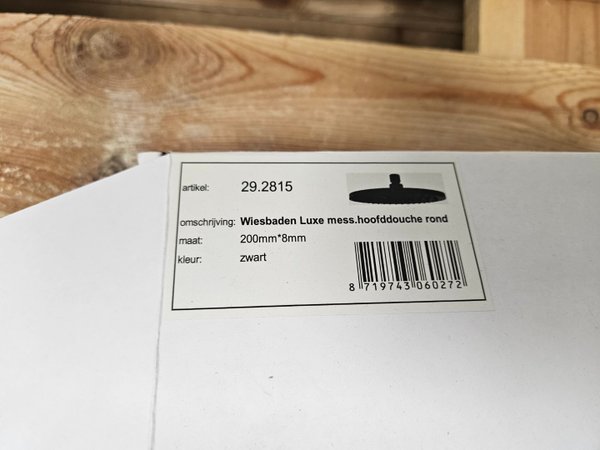 Wiesbaden luxe messing hoofddouche rond 200 x 12 mm, mat zwart - 29.2815 - Afbeelding 3