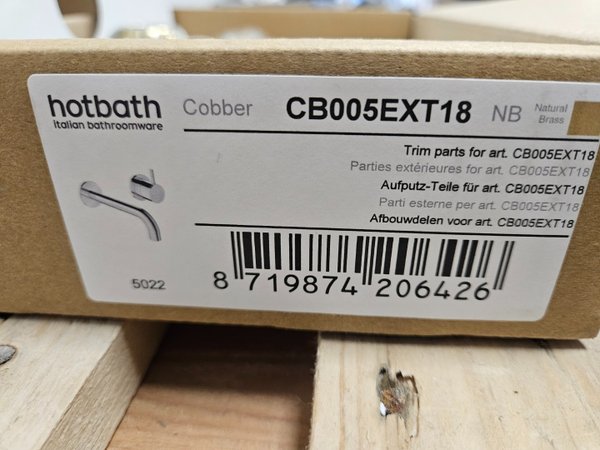 Hotbath Cobber afbouwdeel inbouwwastafelmengkraan met 18 cm uitloop, gepolijst messing - CB005EXT18N