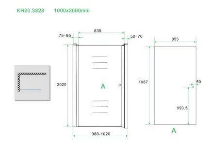 Wiesbaden Between nisdeur 100 x 200 cm 8 mm nano gecoat helder glas/chroom - Afbeelding 2