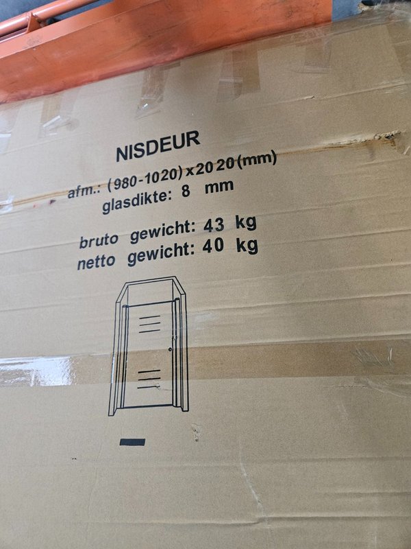 Wiesbaden Between nisdeur 100 x 200 cm 8 mm nano gecoat helder glas/chroom - Afbeelding 3