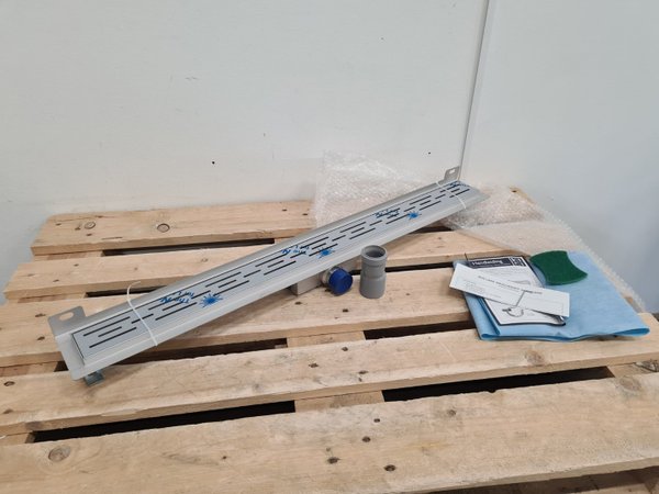 Wiesbaden RVS Douchegoot Muurflens met uitneembaar sifon 90 cm - Afbeelding 2