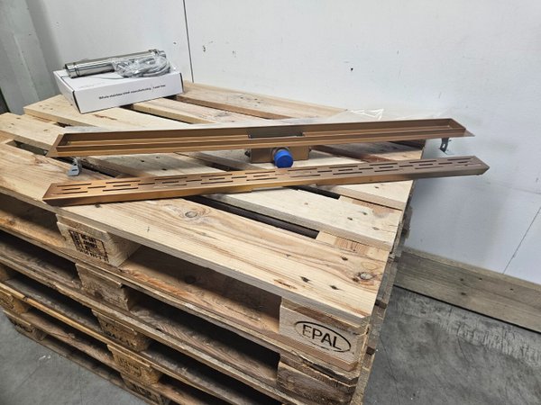 Wiesbaden douchegoot met flens en rooster 100 x 7 cm geborsteld brons koper - Afbeelding 3