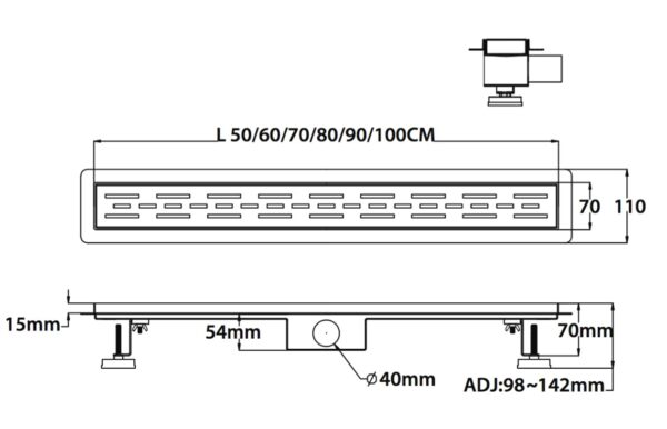 Douchegoot 80 cm geborsteld koper - Afbeelding 2