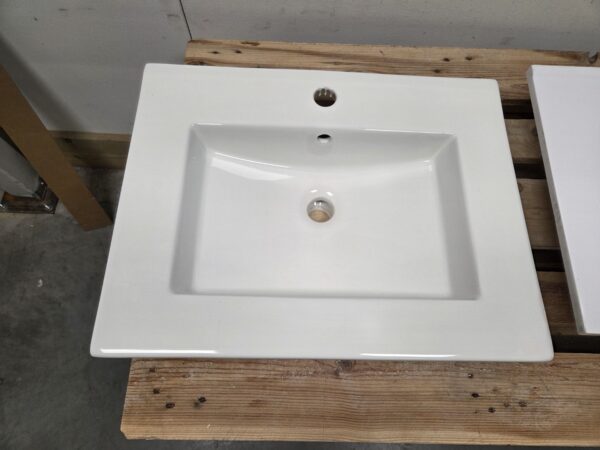 Wastafel 60 x 47 cm keramiek wit met 1 kraangat - Afbeelding 3