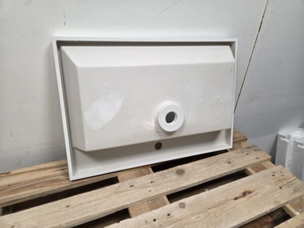 Wastafel 70 x 48 cm glans wit polybeton met 1 kraangat en centrale afvoer - Afbeelding 5