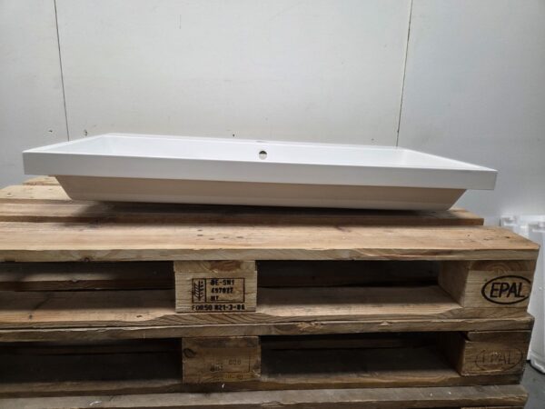Wastafel 90,5 x 48 cm glans wit polybeton met 1 kraangat - Afbeelding 4