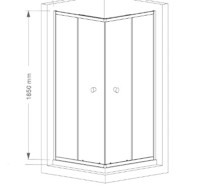 Aqualine Agga - Douchehoek 90x90x185 cm, chroom/helder glas HLF909Y - Afbeelding 3