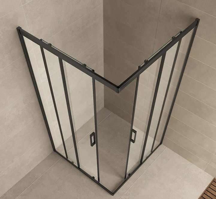 Wiesbaden Douchecabine Skyline – Hoekinstap – 90 x 90 x 200 cm – Helder Glas – Mat Zwart - Afbeelding 2