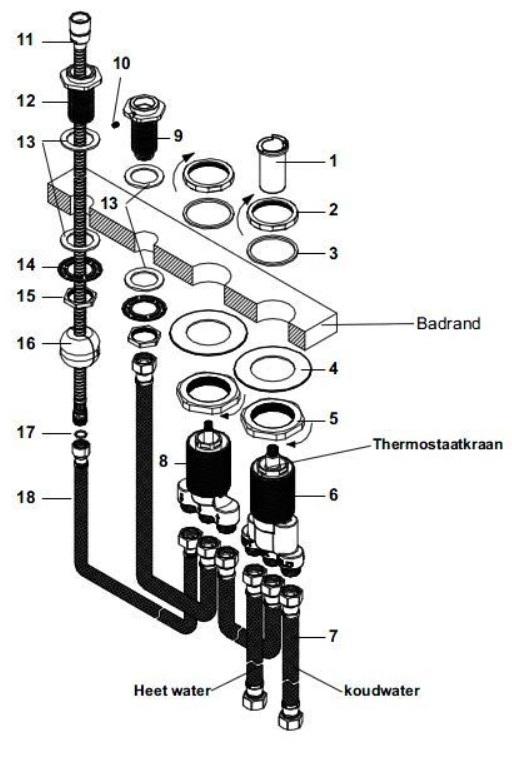 Wiesbaden 4-Gats Badrandthermostaat Inbouwdeel – 29.3998 - Afbeelding 3